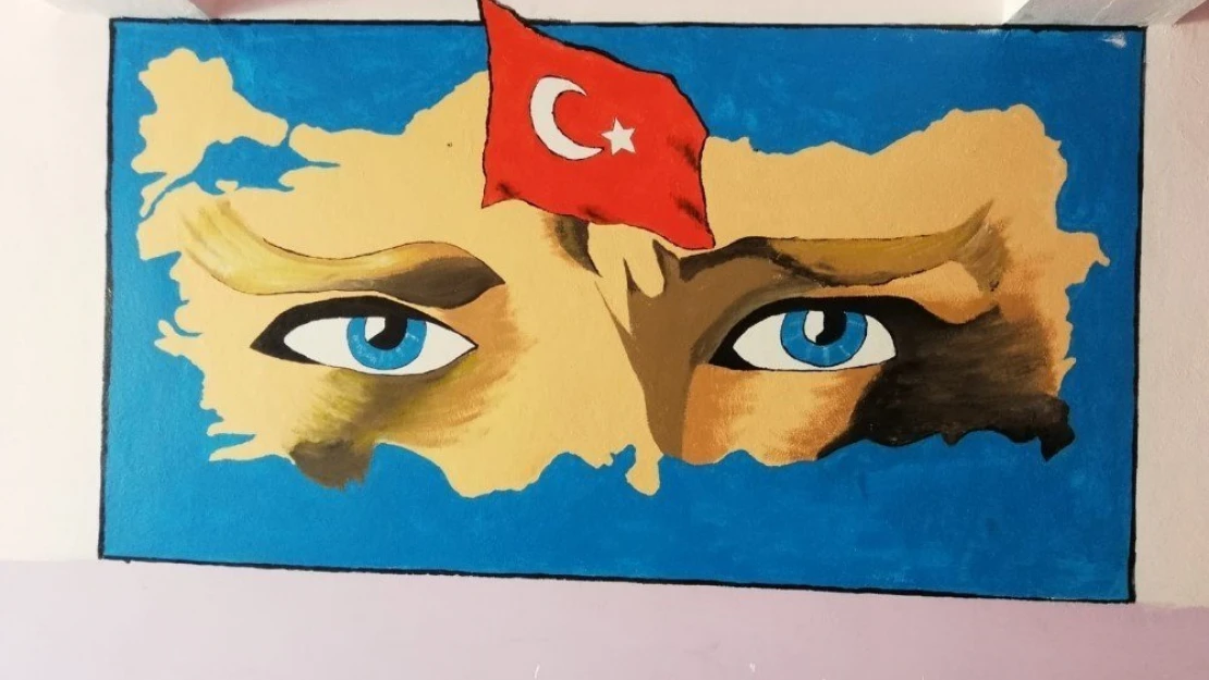 Okul duvarlarına milli değerler nakşedildi