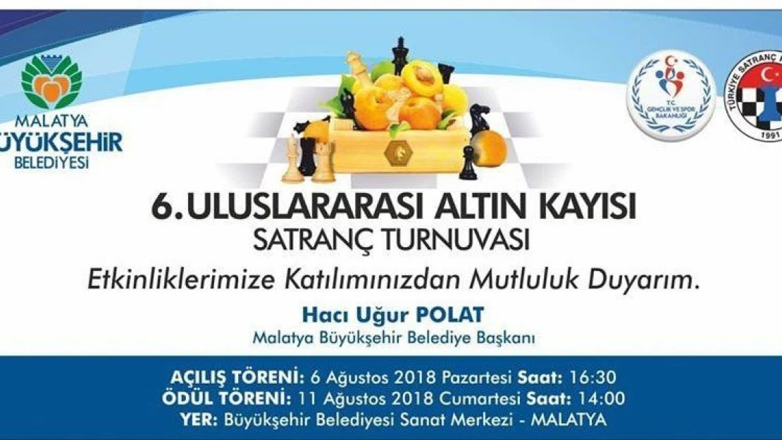 6. Altın Kayısı Satranç Turnuvası 6 Ağustos'ta başlıyor