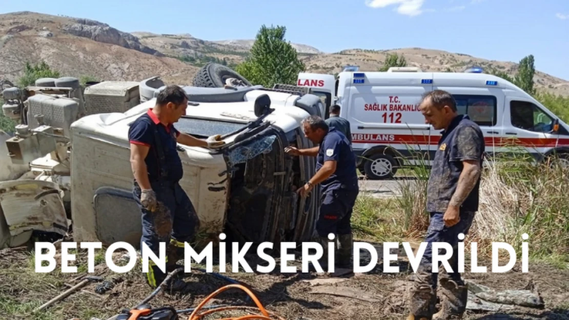 Beton mikseri devrildi