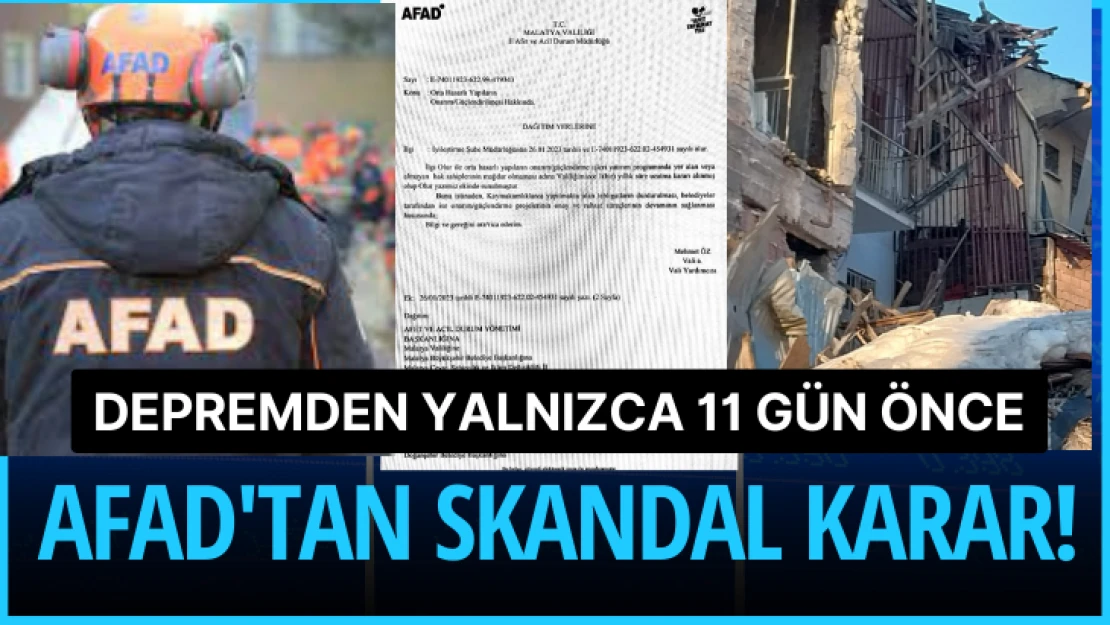 Depremden yalnızca 11 gün önce AFAD'tan skandal karar!