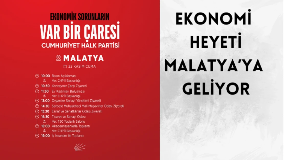 Ekonomi Heyeti Malatya'ya geliyor