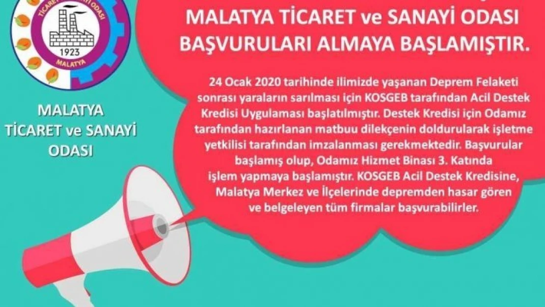 KOSGEB Acil Destek Kredisi'ne müracaatlar başladı