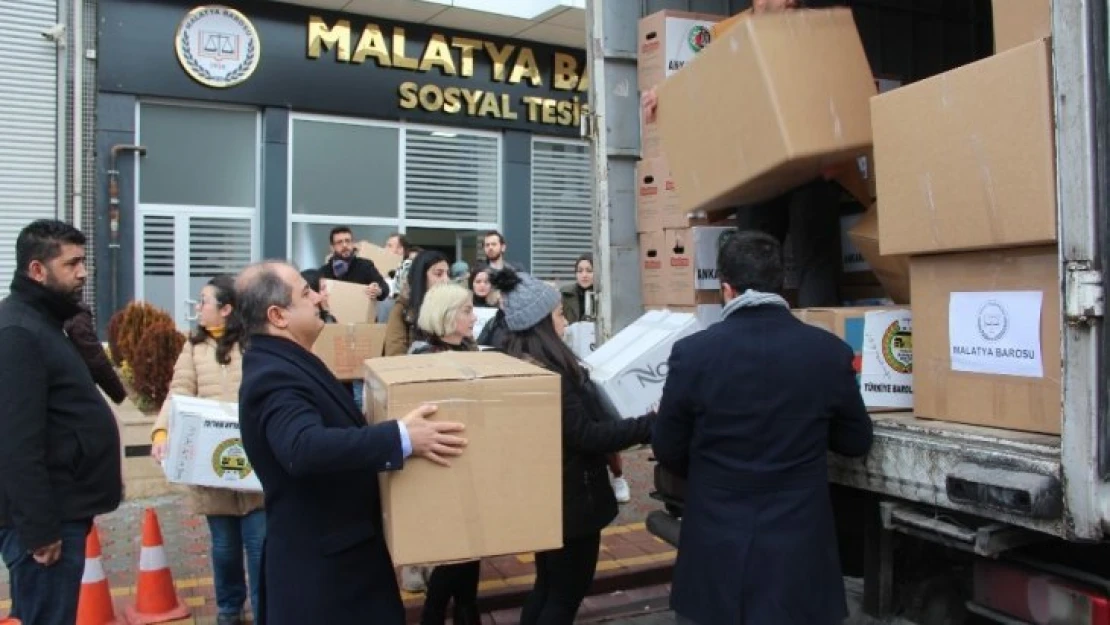 Malatya Barosu'ndan deprem bölgesine 2 tır yardım