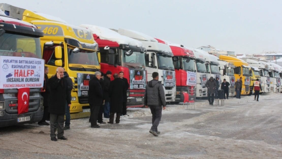 Halep'e 25 TIR yardım toplandı