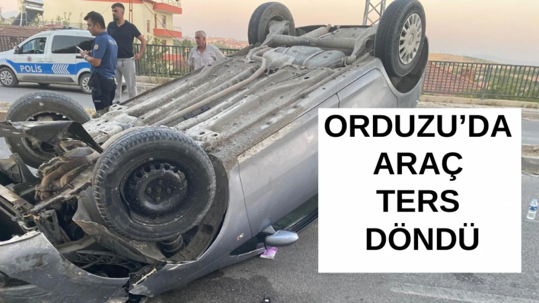 Orduzu'da araç ters döndü