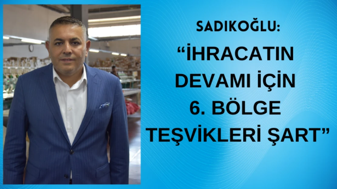 Sadıkoğlu: Artan ihracatın devamı için 6. Bölge teşvikleri şarttır