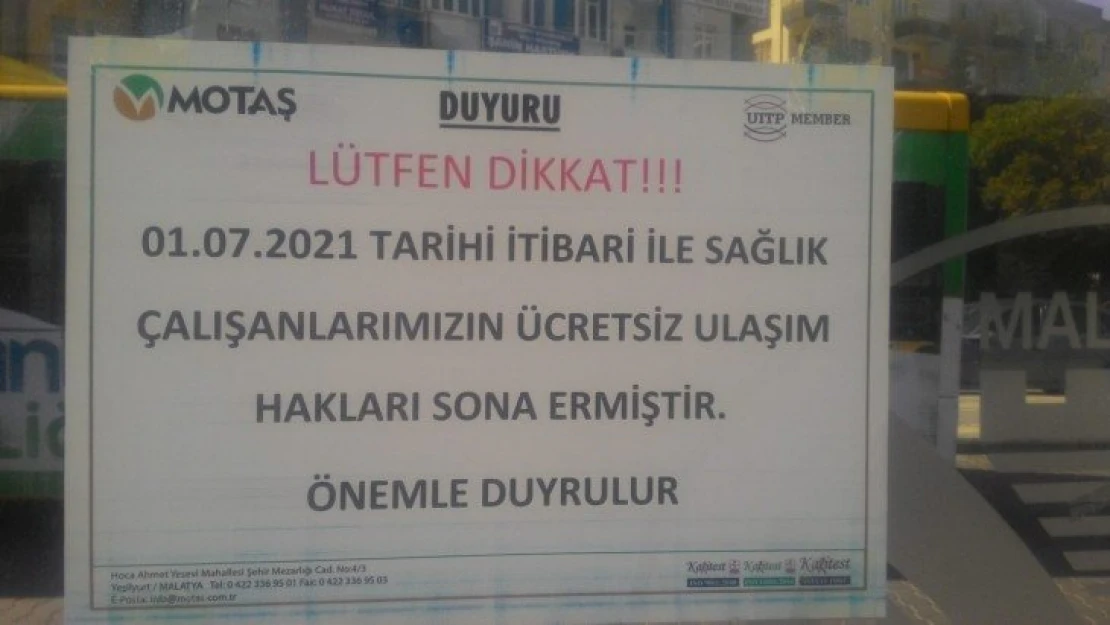 Sağlık çalışanlarının ücretsiz ulaşım hakları sona erdi