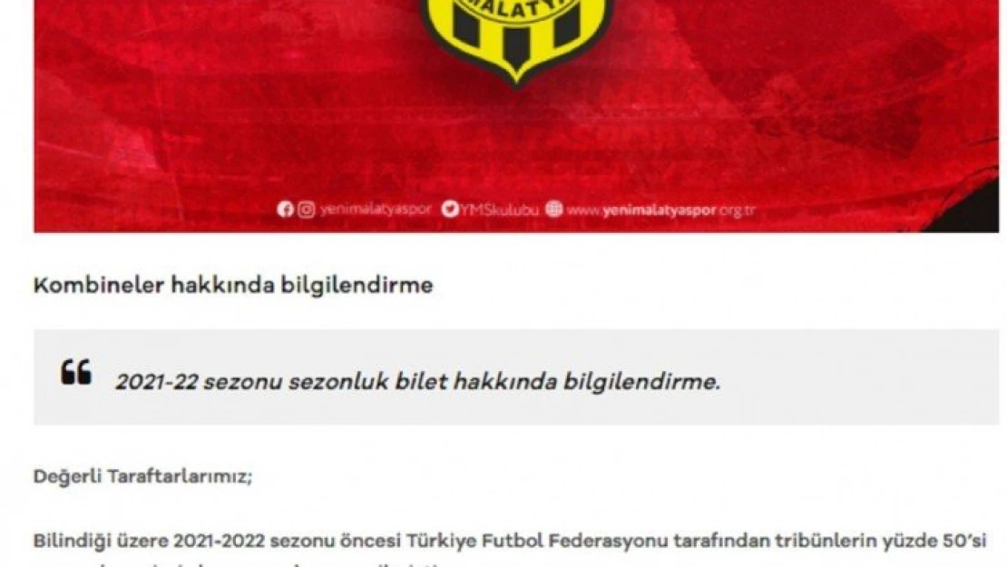 Bu sene kombine bilet satışı yok