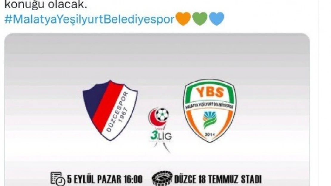 Yeşilyurt Belediyespor Düzce deplasmanına gidiyor