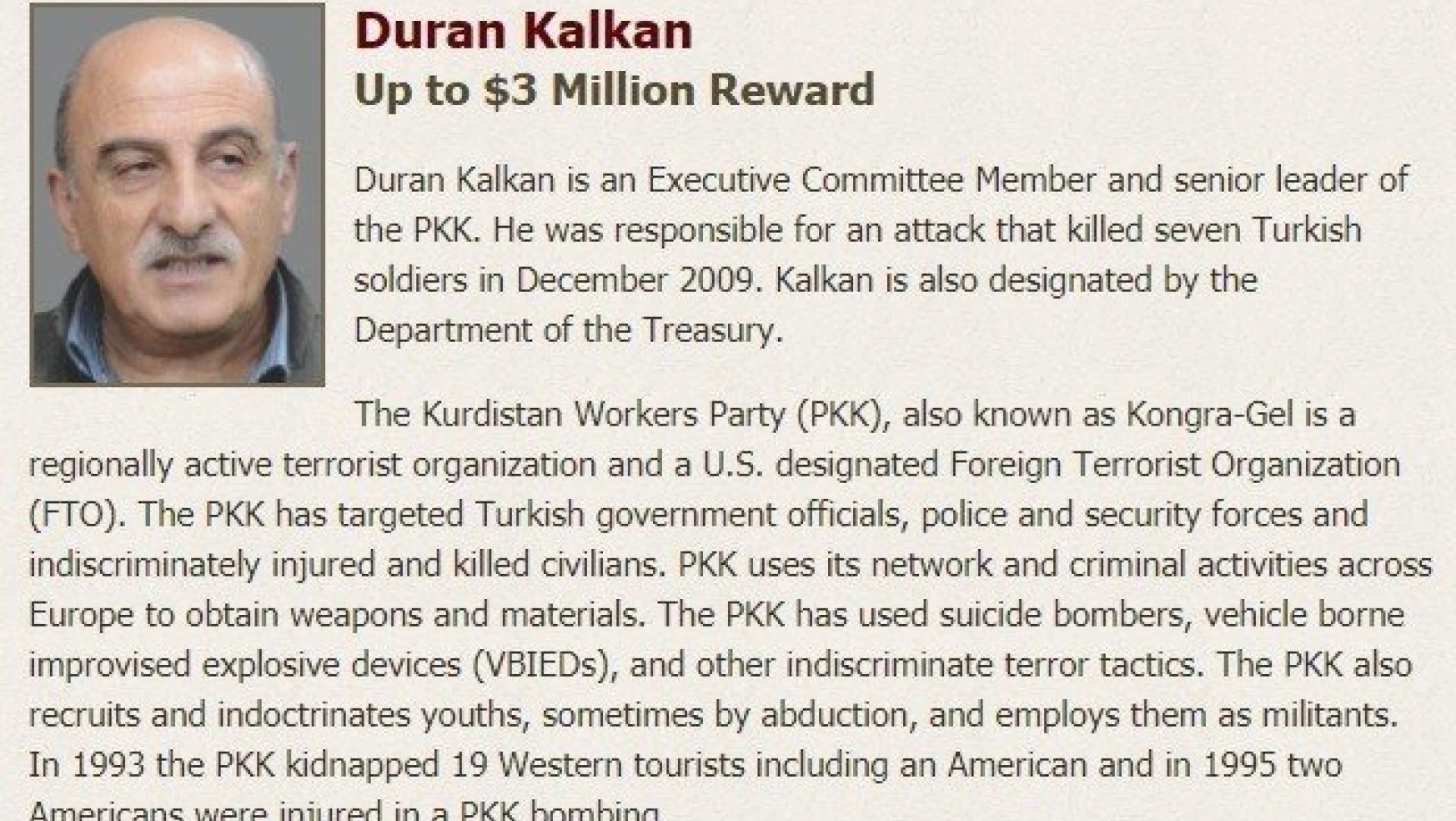 ABD, 3 PKK'lı terörist için 12 milyon dolar ödül koydu