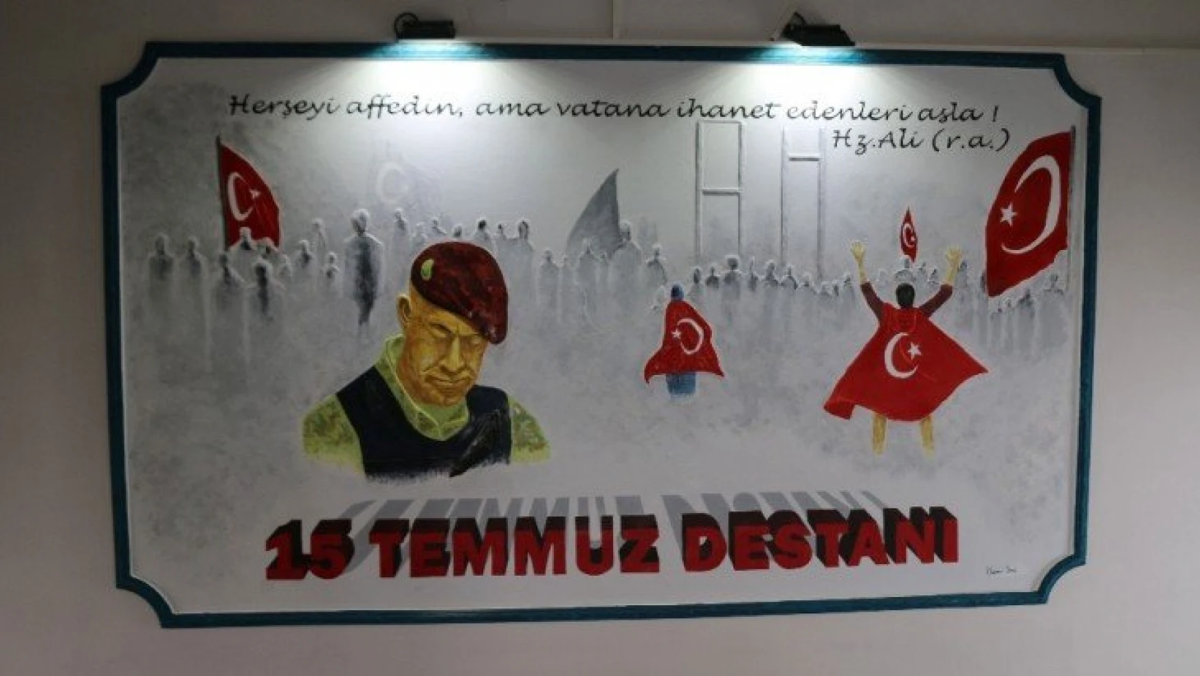 Öğretmenevi duvarına '15 Temmuz' rölyefi