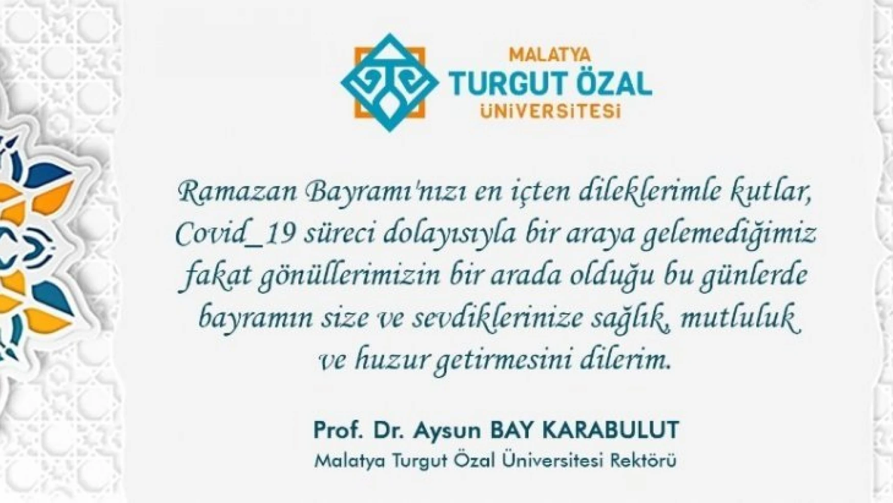 Rektör Karabulut'tan Ramazan Bayramı mesajı