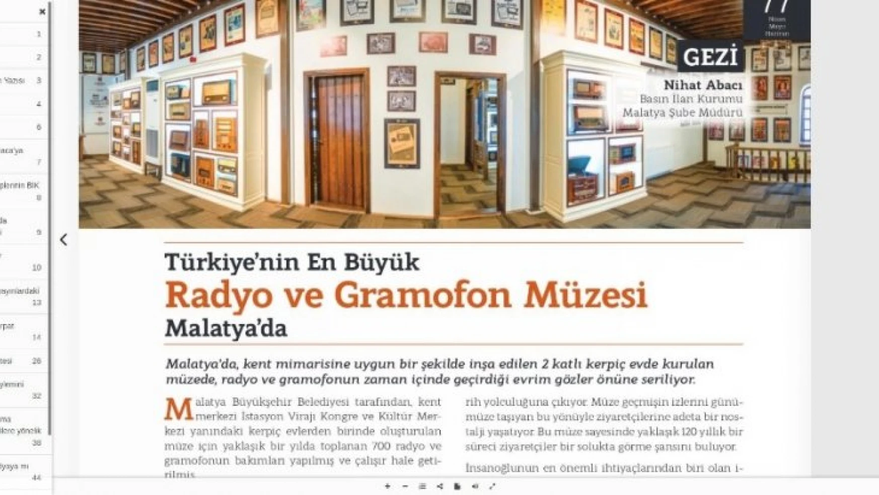 Türkiye'nin en büyük Radyo ve Gramofon Müzesi  BİK Dergisinde