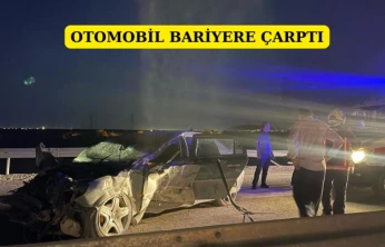 Otomobil bariyere çarptı