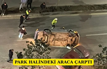 Park halindeki araca çarptı