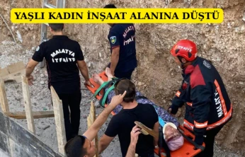 Yaşlı kadın inşaat alanına düştü