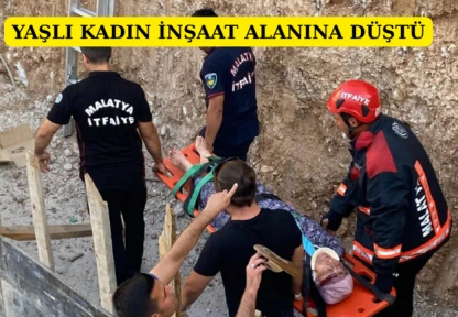 Yaşlı kadın inşaat alanına düştü