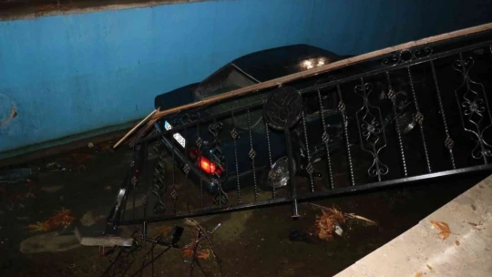 Ağacı yerinden söküp kanala uçtu