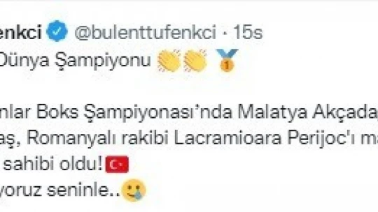 Dünya Şampiyonu olan Malatyalı sporcuya tebrik yağmuru