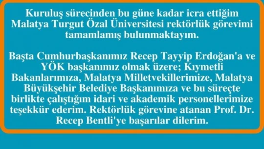 Eski rektörden yeni rektöre başarı dileği