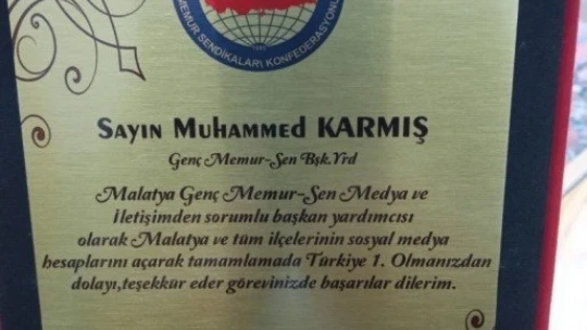 Genç Memur Sen'in Türkiye 1'nciliği Malatya'ya