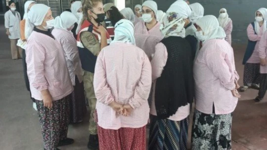 Kayısı işçisi kadınlara KADES anlatıldı