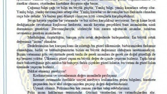 Müdür Dağdeviren'den öğrencilere uyarı mektubu