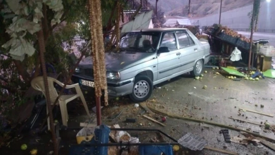 Otomobil dinlenme tesisine girdi