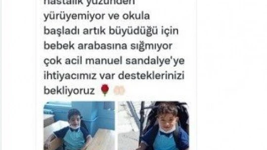 Sosyal medyadaki tekerlekli sandalye çağrısına Başkan Çınar duyarsız kalmadı