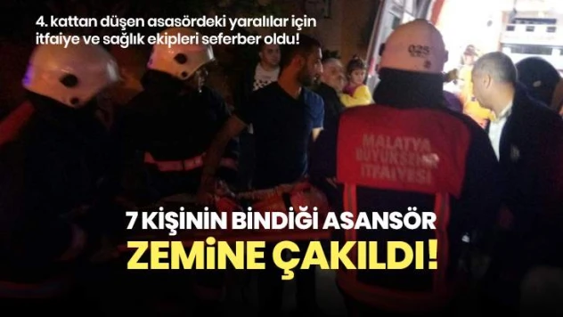 7 kişinin bindiği asansör zemine çakıldı