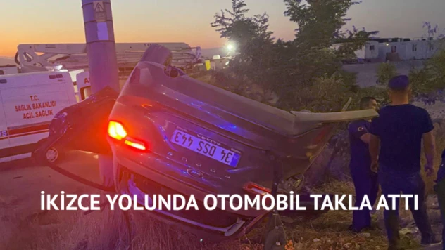 İkizce yolunda otomobil takla attı