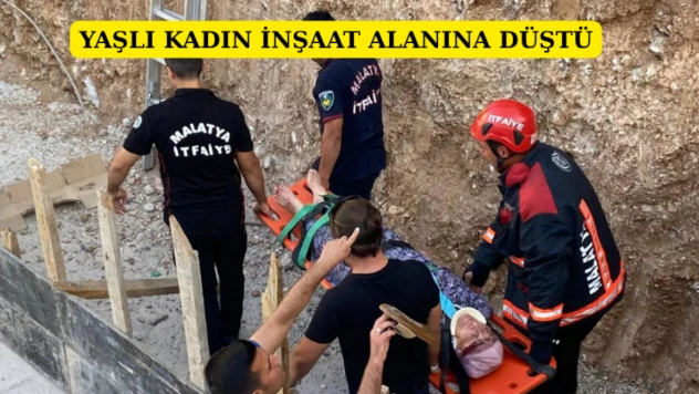 Yaşlı kadın inşaat alanına düştü