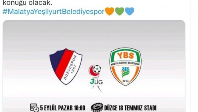 Yeşilyurt Belediyespor Düzce deplasmanına gidiyor