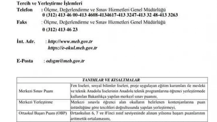 MEB, Tercih ve Yerleştirme Kılavuzu'nda değişiklik yaptı