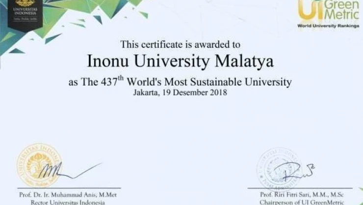 İnönü Üniversitesi yeşil kampüs sıralamasında yükselişte