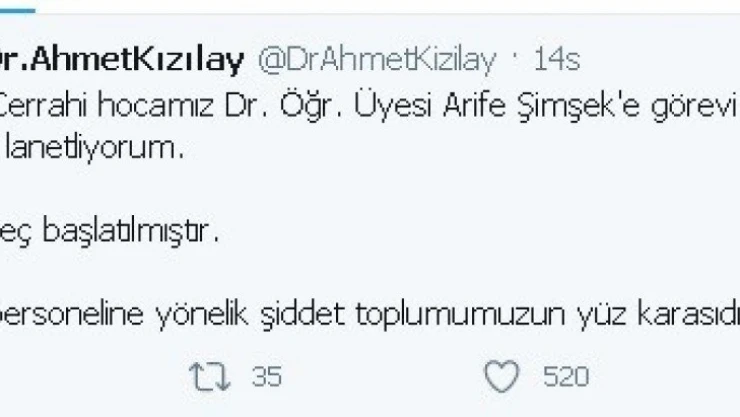 Kızılay, doktora saldırıyı kınadı