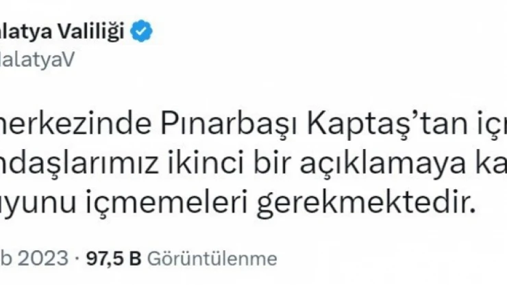 Şebeke suyu içmeyin