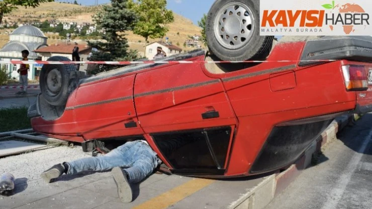 Malatya'da otomobil takla attı