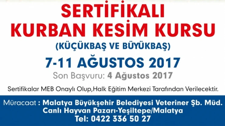 Kurban kesim kursu başvurularında son 2 gün