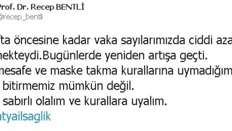 Müdür Bentli'den korona virüs uyarısı