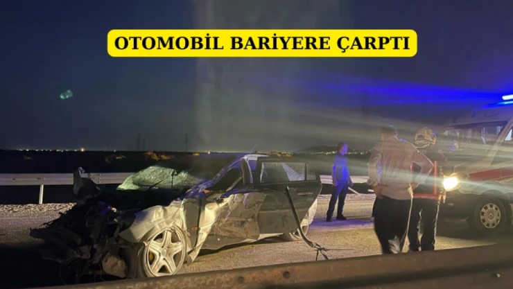 Otomobil bariyere çarptı