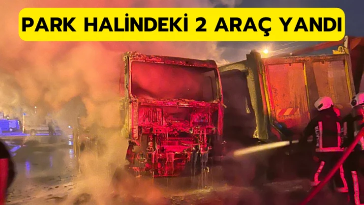 Park halindeki 2 araç yandı