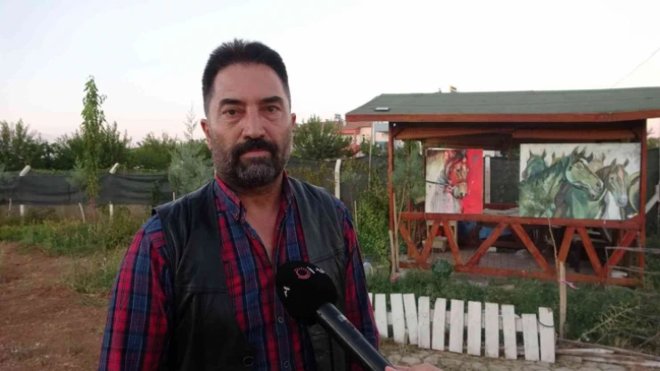 Hem resim yapıyor hem de sebze ekiyor