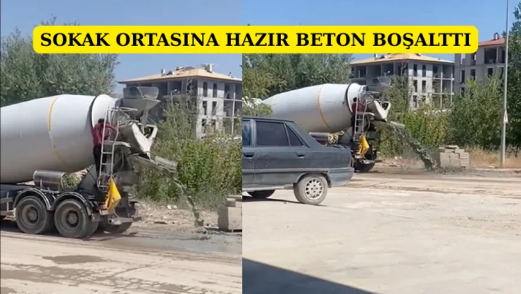 Sokak ortasına hazır beton boşaltı