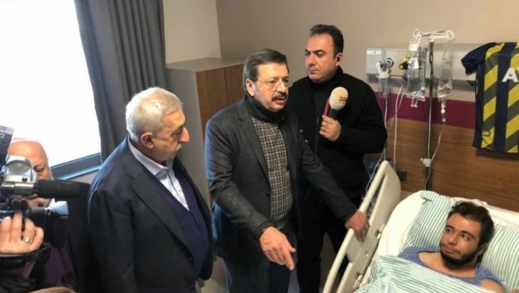 TOBB, TESK ve Hak-İş başkanlarından yaralı depremzedelere ziyaret