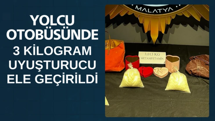 Yolcu otobüsünde 3 kilogram uyuşturucu ele geçirildi