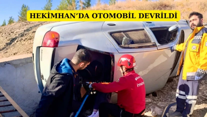 Hekimhan'da otomobil devrildi