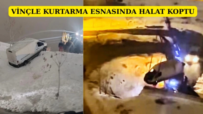 Vinçle kurtarma sırasında halat koptu