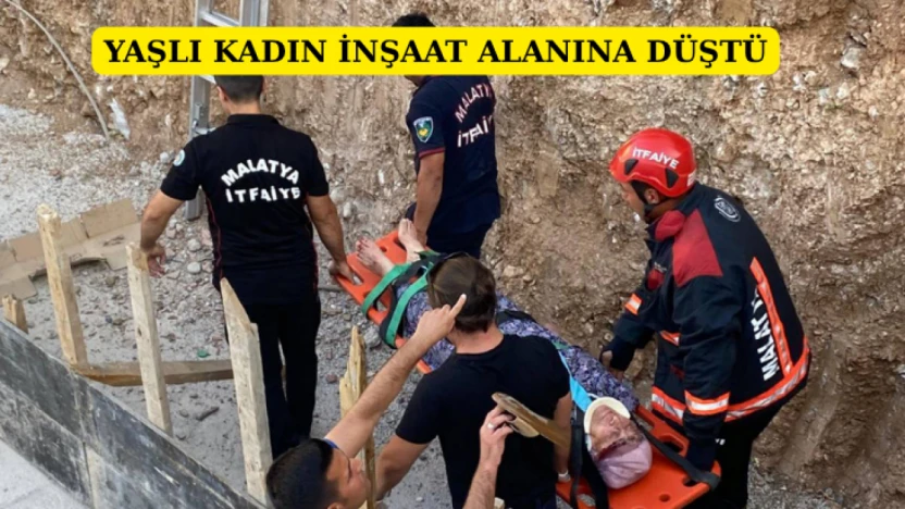 Yaşlı kadın inşaat alanına düştü